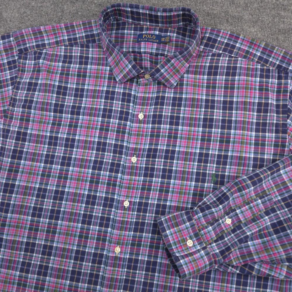 Polo Ralph Lauren Flannel Shirt Mens 5XB Multi Plaid Pony Lightweight Outdoor
